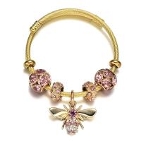 Bracelet European , Acier titane, avec alliage de zinc, abeille, bijoux de mode & pour femme & avec strass, plus de couleurs à choisir, inner diameter:55~68mm, Vendu par PC