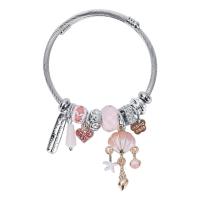 Bracciale European, Titantium acciaio, with vetro & lega in zinco, Conchiglia, placcato, gioielli di moda & unisex & smalto & con strass, nessuno, inner diameter:55~68mm, Venduto da PC