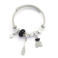 Bracciale European, Titantium acciaio, with lega in zinco, Orso, placcato color argento, gioielli di moda & unisex & smalto & con strass, nessuno, inner diameter:55~68mm, Venduto da PC