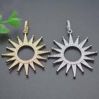 Cubic Zirconia Micro Pave Brass Pendant Sun plated DIY & micro pave cubic zirconia & hollow nickel lead & cadmium free Sold By PC