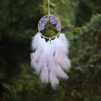 Moda Dreamcatcher, piuma, with Chips Gemstone & perla in plastica & ferro, placcato, per la casa e l'ufficio, viola, 650mm, Venduto da PC