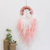 Fashion Dream Catcher Feather with Gemstone Chips & Plastic Pearl & Iron plated for home and office pink 650mm Sold By PC