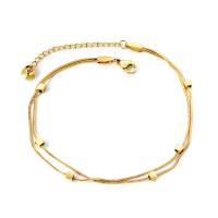 Anklet ze stali nierdzewnej, Stal nierdzewna 304, ze 1.97inch przedłużeniami łańcuszka, biżuteria moda & różne style do wyboru & dla kobiety, złoty, sprzedawane na około 7.87 cal, około 8.27 cal Strand