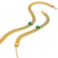 Parures de bijoux en acier inoxydable, Acier inoxydable 304, avec Malachite, Placage, bijoux de mode & styles différents pour le choix & pour femme, doré, Vendu par brin