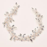 Diadema, aleación de zinc, con Perlas plásticas, Joyería & para mujer, plateado, libre de níquel, plomo & cadmio, 400mm, Vendido por UD