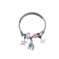 European armband, 304 roestvrij staal, met Zinc Alloy, plated, mode sieraden & glazuur & met strass, meer kleuren voor de keuze, Binnendiameter:Ca 55mm, Verkocht door PC