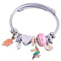 Bracelet European , Acier inoxydable 304, avec alliage de zinc, Placage, bijoux de mode & émail, plus de couleurs à choisir, Diamètre intérieur:Environ 55mm, Vendu par PC