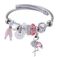 European armband, 304 roestvrij staal, met Zinc Alloy, plated, mode sieraden & met strass, meer kleuren voor de keuze, Binnendiameter:Ca 55mm, Verkocht door PC