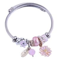 Bracelet European , Acier inoxydable 304, avec alliage de zinc, Placage, bijoux de mode & émail & avec strass, plus de couleurs à choisir, Diamètre intérieur:Environ 55mm, Vendu par PC