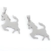 Acciaio inossidabile Animal Ciondoli, 304 acciaio inox, Cavallo, placcato, DIY, argento, 35.40x20.80x1.30mm, 10PC/borsa, Venduto da borsa