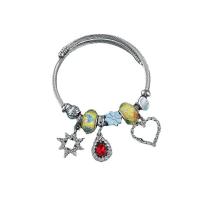 Bracelet European , Acier inoxydable 304, avec alliage de zinc, Placage, bijoux de mode & émail & avec strass, plus de couleurs à choisir, Diamètre intérieur:Environ 55mm, Vendu par PC