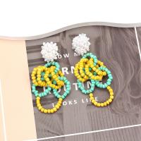 Pendientes de Perno de Aleación de Zinc, con Seedbead & Perlas plásticas, hecho a mano, Joyería & para mujer, multicolor, libre de níquel, plomo & cadmio, 95x40mm, Vendido por Par