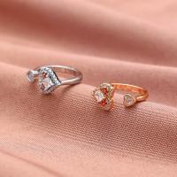 Kubisk Zircon Mässing Finger Ring, med Cubic Zirconia, mode smycken & för kvinna, fler färger för val, nickel, bly och kadmium gratis, 18mm, Säljs av PC