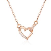 Circón cúbico micr3ofono pavimenta collar de plata esterlina, plata de ley 925, con 5CM extender cadena, Corazón, chapado, micro arcilla de zirconia cúbica & para mujer, más colores para la opción, longitud aproximado 40 cm, Vendido por UD