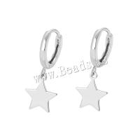 925 Sterling Sølv Huggie Hoop Drop Earring, Stjerne, forgyldt, for kvinde, sølv, Solgt af par