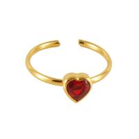 Partículas de aço Cuff Ring Finger, 18K banhado a ouro, Vario tipos a sua escolha & micro pavimento em zircônia cúbica & para mulher, tamanho:7, vendido por PC