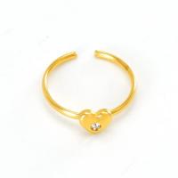 Partículas de aço Cuff Ring Finger, 18K banhado a ouro, Vario tipos a sua escolha & micro pavimento em zircônia cúbica & para mulher, tamanho:7, vendido por PC