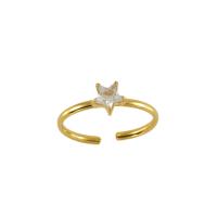 Aço inoxidável 304 Cuff Ring Finger, 18K banhado a ouro, Vario tipos a sua escolha & micro pavimento em zircônia cúbica & para mulher, tamanho:7, vendido por PC