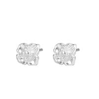 925 Sterling Sølv Stud Earring, Flower, forskellige stilarter for valg & for kvinde, sølv, 7.50x7.50mm, Solgt af par