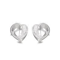 925 Sterling Silver Stud Earring, Hjärta, olika stilar för val & för kvinna & ihålig, silver, 9.20x8.60mm, Säljs av Par