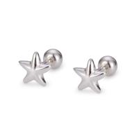 925 Sterling Silver Graí Earring, Star, jewelry faisin & do bhean, airgid, 5.40x5.40mm, Díolta De réir Péire