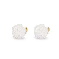 925 Sterling Sølv Stud Earring, med White Shell, Flower, forgyldt, mode smykker & for kvinde, flere farver til valg, 8.40x8.40mm, Solgt af par