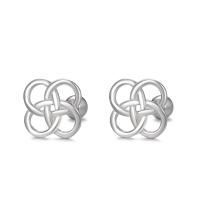 925 Sterling Silver Stud náušnice, Čínský Knot, módní šperky & pro ženy & dutý, stříbro, 7.70x7.70mm, Prodáno By Pair