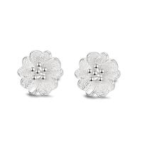 925 Sterling Silver Stud Auskarai, Lotus, Bižuterijos & moters, sidabras, 10.40x10.40mm, Pardavė Pora