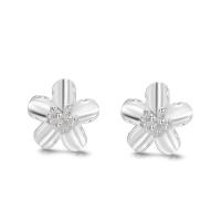 925 Sterling Silver Stud Earring Flower fashion jewelry & for woman silver color Sold By Pair