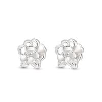 925 Sterling Silver Stud Earring Flower fashion jewelry & for woman silver color Sold By Pair