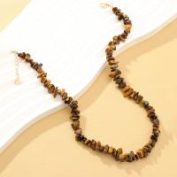 Halskettingen met edelstenen, Tiger Eye, met Zinc Alloy, met 7cm extender keten, gold plated, mode sieraden & voor vrouw, Lengte Ca 40 cm, Verkocht door PC