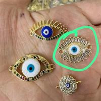 Evil Eye Connector Brass gold color plated fashion jewelry & DIY & micro pave cubic zirconia & enamel two different colored Sold By PC