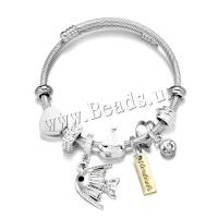 European Armbånd, Titanium Stål, med Messing & Zinc Alloy, Fisk, forgyldt, mode smykker & for kvinde & emalje & med rhinestone, flere farver til valg, inner diameter:55~68mm, Solgt af PC