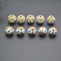 Brass Spacer perle, Mesing, Krug, zlatna boja pozlaćen, možete DIY & micro utrti kubni cirkonij & emajl, bijel, nikal, olovo i kadmij besplatno, 10mm, Prodano By PC