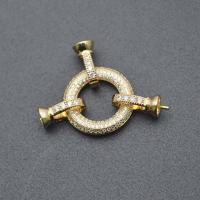 Brass Hook and Eye Clasp Donut gold color plated DIY & micro pave cubic zirconia nickel lead & cadmium free Sold By PC