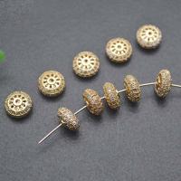 Messing spacer perler, Flad Rund, forgyldt, du kan DIY & Micro Pave cubic zirconia, flere farver til valg, nikkel, bly & cadmium fri, 8x9mm, Solgt af PC