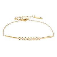 Pulseira de aço titânio, Partículas de aço, with 1.57inch extender chain, banhado, joias de moda & micro pavimento em zircônia cúbica & para mulher, dourado, vendido para Aprox 6.69 inchaltura Strand