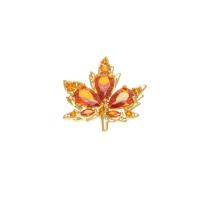 Zirkoon Broche, Messing, Maple Leaf, mode sieraden & micro pave zirconia & voor vrouw, gouden, nikkel, lood en cadmium vrij, 17x16mm, Verkocht door PC