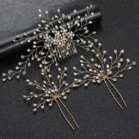 Gemischter Haarschmuck, Haar Kamm & Haar-Stick, Messing, drei Stücke & für Frau & mit Strass, keine, frei von Nickel, Blei & Kadmium, 180*80mm,120*85mm, verkauft von setzen