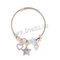 European armband, Titanium Staal, met Zinc Alloy, gold plated, mode sieraden & voor vrouw & met strass, meer kleuren voor de keuze, Binnendiameter:Ca 55mm, Verkocht door PC