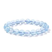 Pulseiras de pedras preciosas, Aquamarine, Roda, polido, joias de moda & diferentes graus para a escolha & unissex & tamanho diferente para a escolha, azul claro, comprimento Aprox 18 cm, vendido por PC