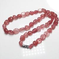 Colar de quartzo, Morango Quartz, para mulher, rosa, comprimento Aprox 43 cm, vendido por PC