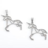 Stainless Steel Animal Pendants 304 Stainless Steel Horse plated DIY silver color Sold By Bag