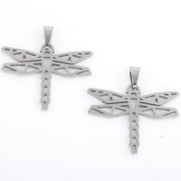 Nerezová ocel zvířat Přívěsky, 304 Stainless Steel, Dragonfly, DIY, stříbro, 30.10x29.70x1.30mm, 10PC/Bag, Prodáno By Bag