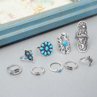 Zink legering Ring Sæt, Zinc Alloy, med turkis, forgyldt, mode smykker & for kvinde, nikkel, bly & cadmium fri, Solgt af sæt