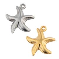 Rustfrit stål smykker Vedhæng, 304 rustfrit stål, Starfish, forgyldt, du kan DIY, flere farver til valg, 18x14x4mm, Hole:Ca. 1mm, 50pc'er/Lot, Solgt af Lot