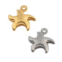 Rustfrit stål smykker Vedhæng, 304 rustfrit stål, Starfish, forgyldt, du kan DIY, flere farver til valg, 13x12x3mm, Hole:Ca. 1mm, 50pc'er/Lot, Solgt af Lot