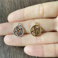 Sinc Alloy Hollow Pendants, pentagram, plátáilte, seanré & DIY & log, dathanna níos mó le haghaidh rogha, nicil, luaidhe & caidmiam saor in aisce, 13x16mm, Díolta De réir Mála