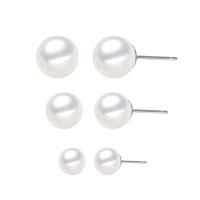 Roestvrij staal Stud Earrings, 316L roestvrij staal, met Plastic Pearl, Ronde, mode sieraden & verschillende grootte voor keus & voor vrouw, wit, nikkel, lood en cadmium vrij, Verkocht door pair