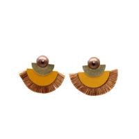 Zinc Alloy Stud Earring with Wood fashion jewelry & for woman nickel lead & cadmium free Sold By Pair